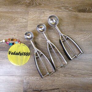 Stainless-Steel Spring-Loaded Cookie Dough Scoops: 1-1/2" #50, 1-5/8" #40, 2"#24